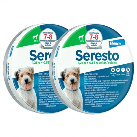 Seresto 1,25 g + 0,56 g collar medicamentoso para perros <8 kg - Pack x 2
