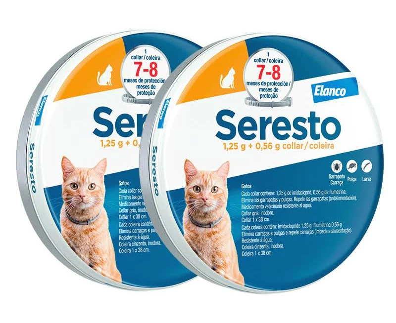 Seresto 1,25 g + 0,56 g collar medicamentoso para gatos (pack x 2 collares)