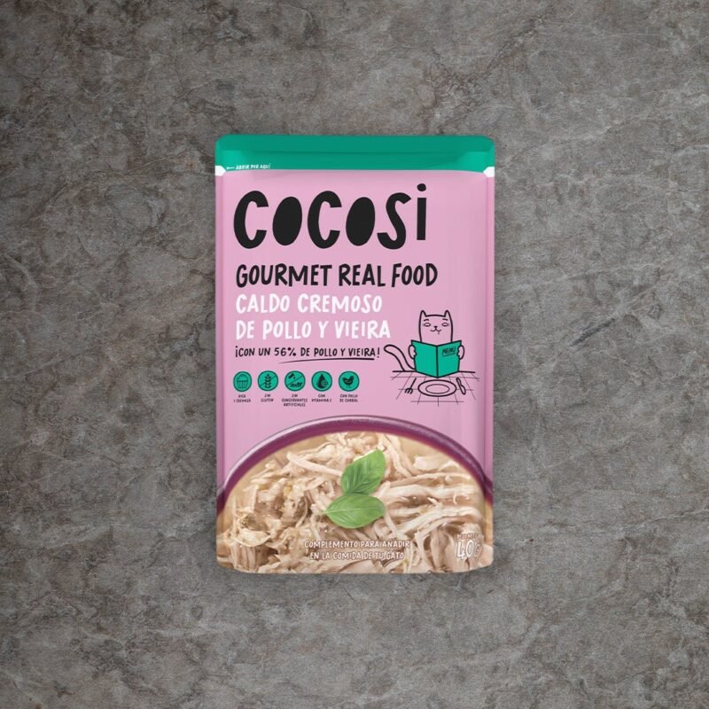 Cocosi Caldo Cremoso para Gato de Pollo y Vieira