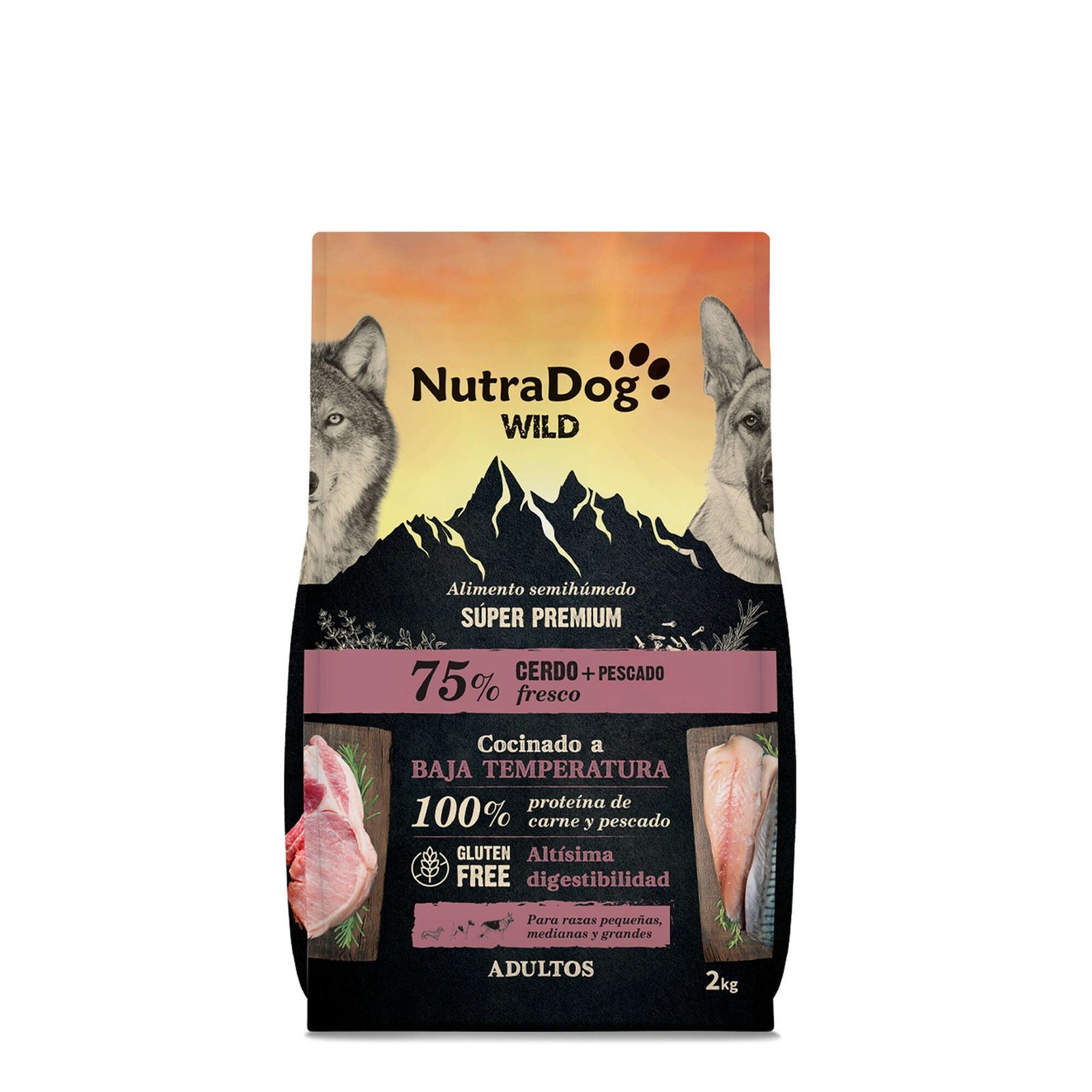 Nutradog Wild Semihúmedo Adulto 75% Cerdo y Pescado