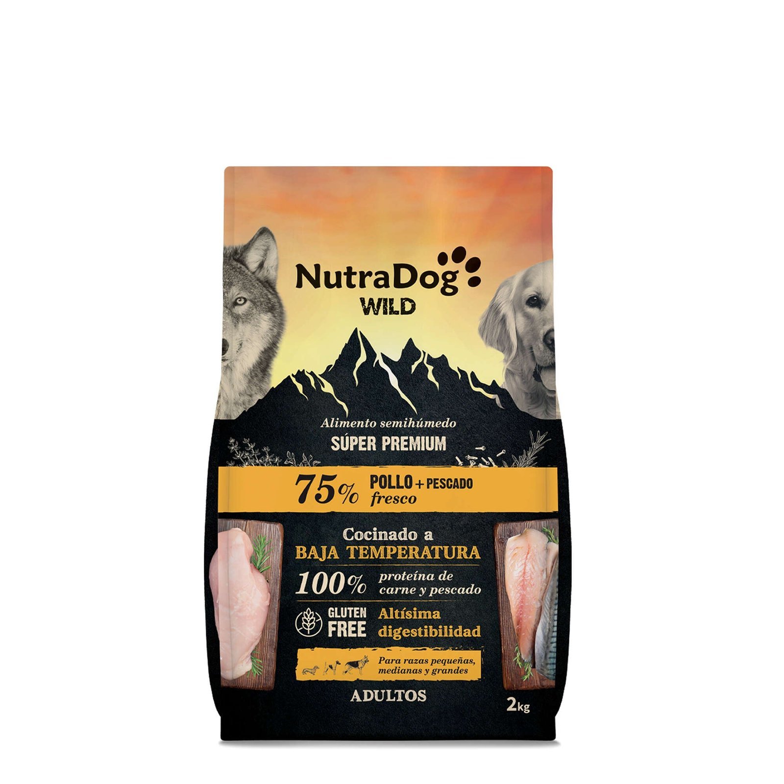 Nutradog Wild Semihúmedo Adulto 75% Pollo y Pescado