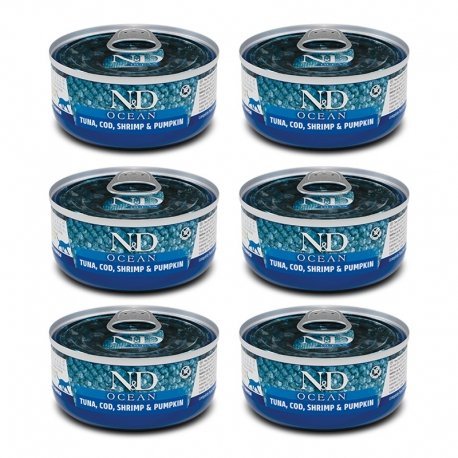 Farmina N&D Ocean Gato Atún, Bacalao y Calabaza 6 x 70 g