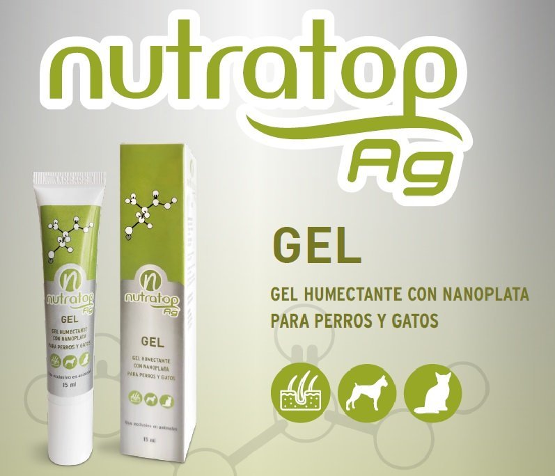 Nutratop Ag Gel humectante de 15 ml con nanoplata para la piel de perros y gatos