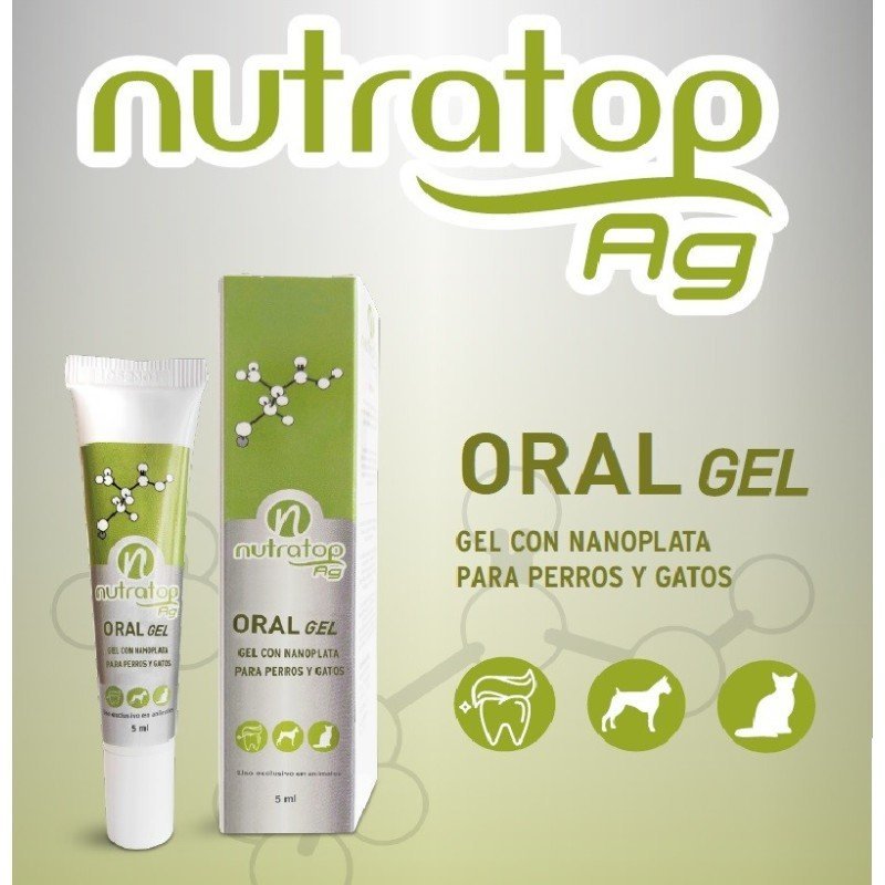 Oral Gel Nutratop Ag de 5 ml con nanoplata para encías de perros y gatos