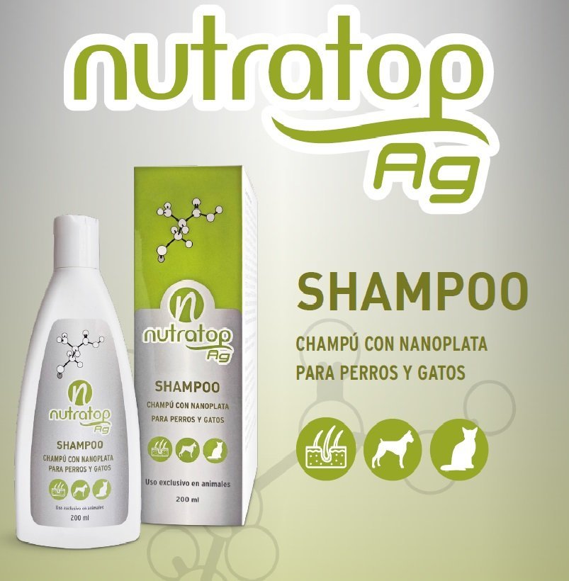 Nutratop Ag Shampoo champú de 200 ml con nanoplata y pantenol para perros y gatos